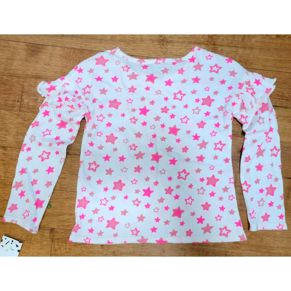 Harper Canyon Kids' Girl's Size 5 Printed Ruffle Top In Ivory Egret Bright Stars - Picture 2 of 9